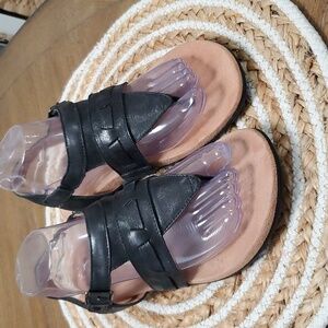 Black Leather Women's Sandals